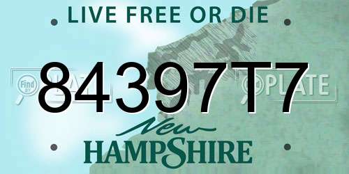 84397T7 New Hampshire License Plate