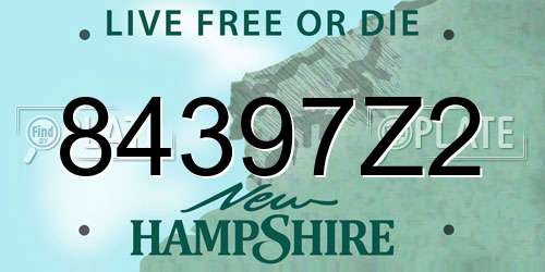 84397Z2 New Hampshire License Plate