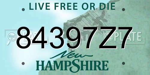 84397Z7 New Hampshire License Plate