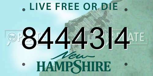 84443I4 New Hampshire License Plate