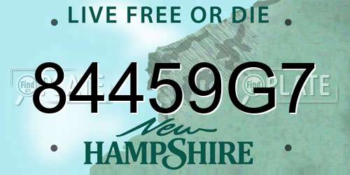 84459G7 New Hampshire License Plate