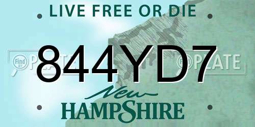 844YD7 New Hampshire License Plate