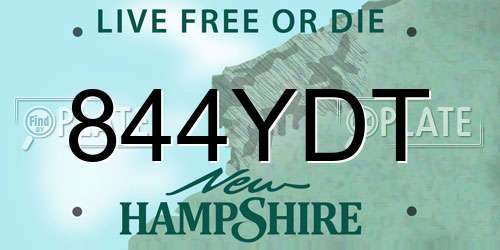 844YDT New Hampshire License Plate