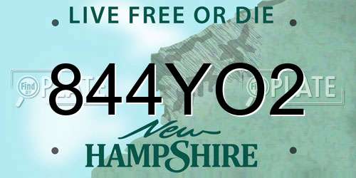 844YO2 New Hampshire License Plate