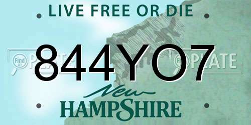 844YO7 New Hampshire License Plate