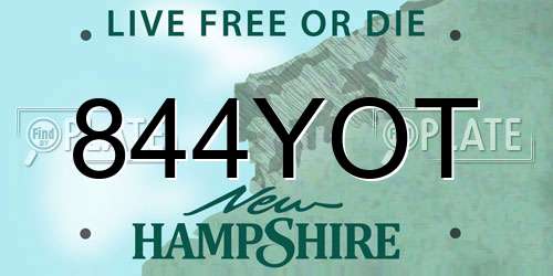 844YOT New Hampshire License Plate