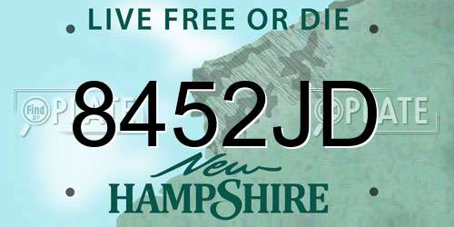 8452JD New Hampshire License Plate