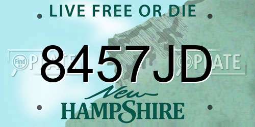 8457JD New Hampshire License Plate
