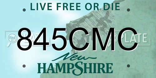 845CMC New Hampshire License Plate