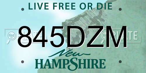 845DZM New Hampshire License Plate