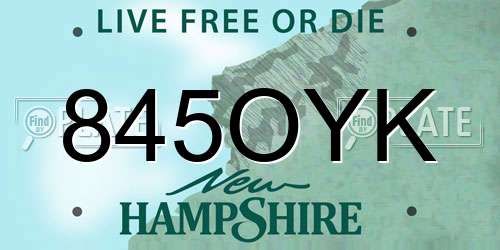 845OYK New Hampshire License Plate