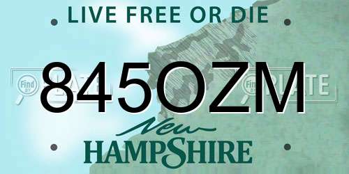 845OZM New Hampshire License Plate