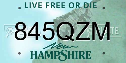 845QZM New Hampshire License Plate