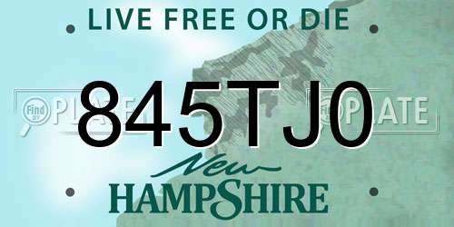 845TJ0 New Hampshire License Plate