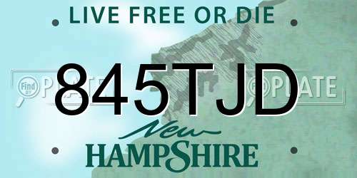 845TJD New Hampshire License Plate