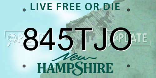 845TJO New Hampshire License Plate