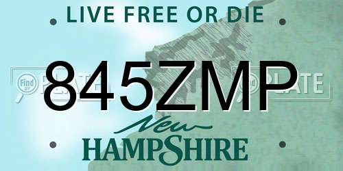 845ZMP New Hampshire License Plate