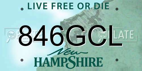 846GCL New Hampshire License Plate