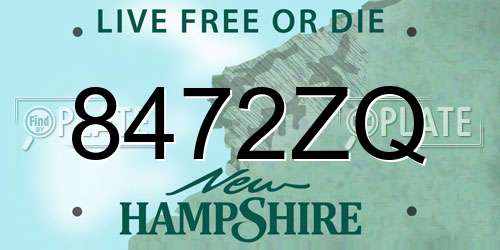 8472ZQ New Hampshire License Plate