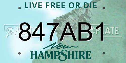 847AB1 New Hampshire License Plate
