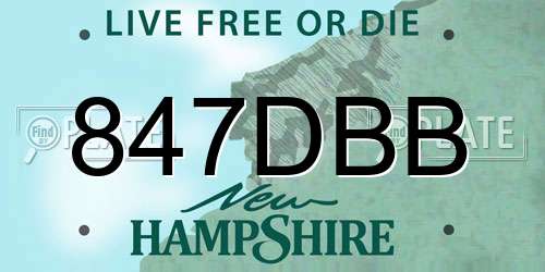 847DBB New Hampshire License Plate