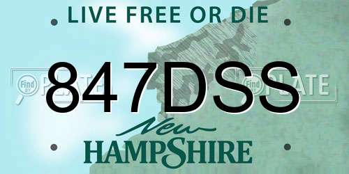 847DSS New Hampshire License Plate