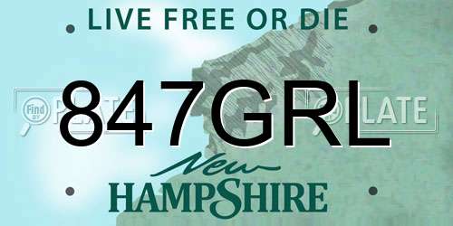 847GRL New Hampshire License Plate