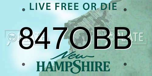 847OBB New Hampshire License Plate