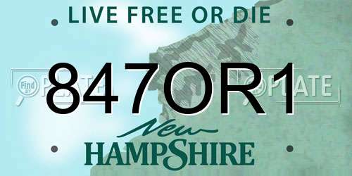 847OR1 New Hampshire License Plate