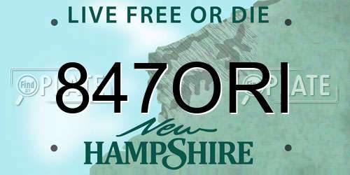 847ORI New Hampshire License Plate