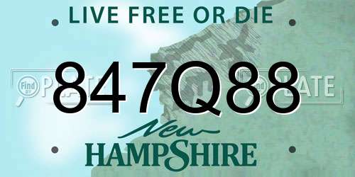 847Q88 New Hampshire License Plate