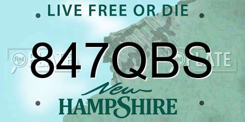 847QBS New Hampshire License Plate