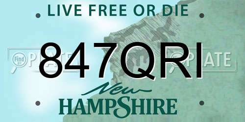 847QRI New Hampshire License Plate