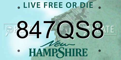 847QS8 New Hampshire License Plate