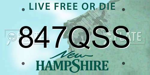 847QSS New Hampshire License Plate