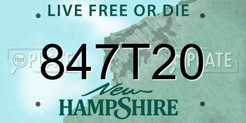 847T20 New Hampshire License Plate