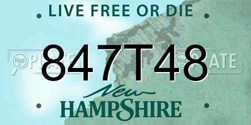 847T48 New Hampshire License Plate