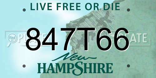 847T66 New Hampshire License Plate