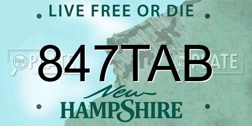 847TAB New Hampshire License Plate