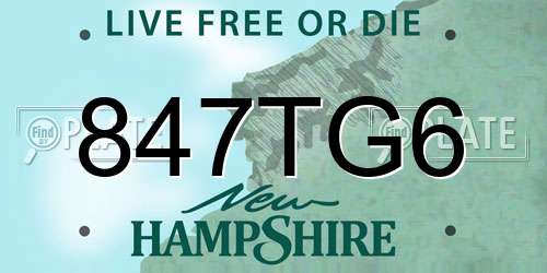 847TG6 New Hampshire License Plate