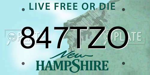 847TZO New Hampshire License Plate