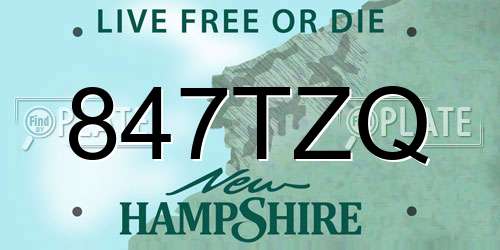 847TZQ New Hampshire License Plate