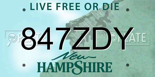 847ZDY New Hampshire License Plate