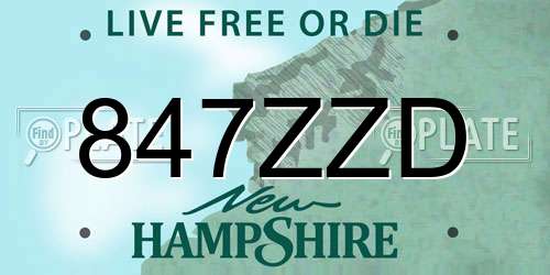 847ZZD New Hampshire License Plate