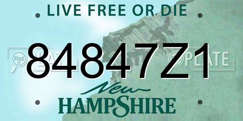 84847Z1 New Hampshire License Plate