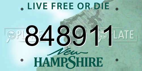 848911 New Hampshire License Plate