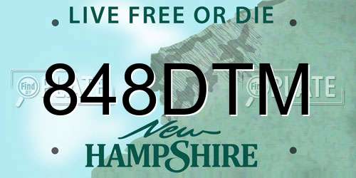 848DTM New Hampshire License Plate