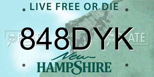 848DYK New Hampshire License Plate