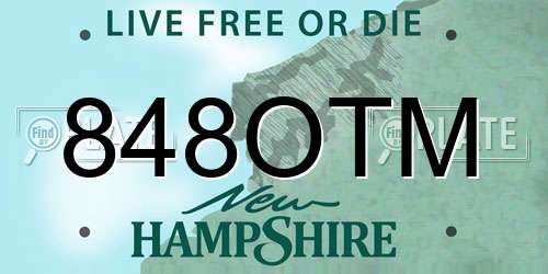 848OTM New Hampshire License Plate