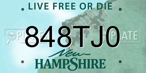 848TJ0 New Hampshire License Plate